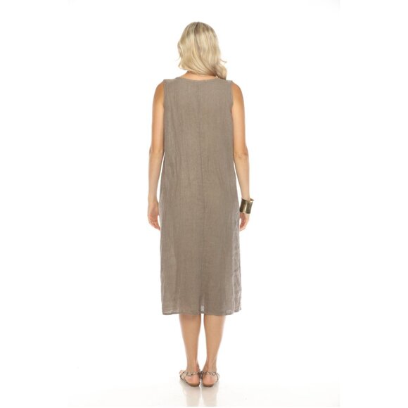 Taupe Pocket Dress with Zipper Detail - Picture 5 of 6